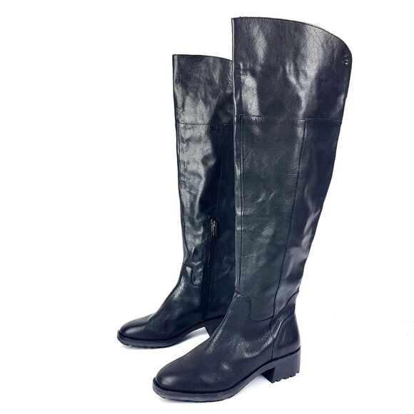 Vince Camuto Jorshie Women's Over the Knee Boots Black Faux Leather Block  8M - Picture 1 of 16